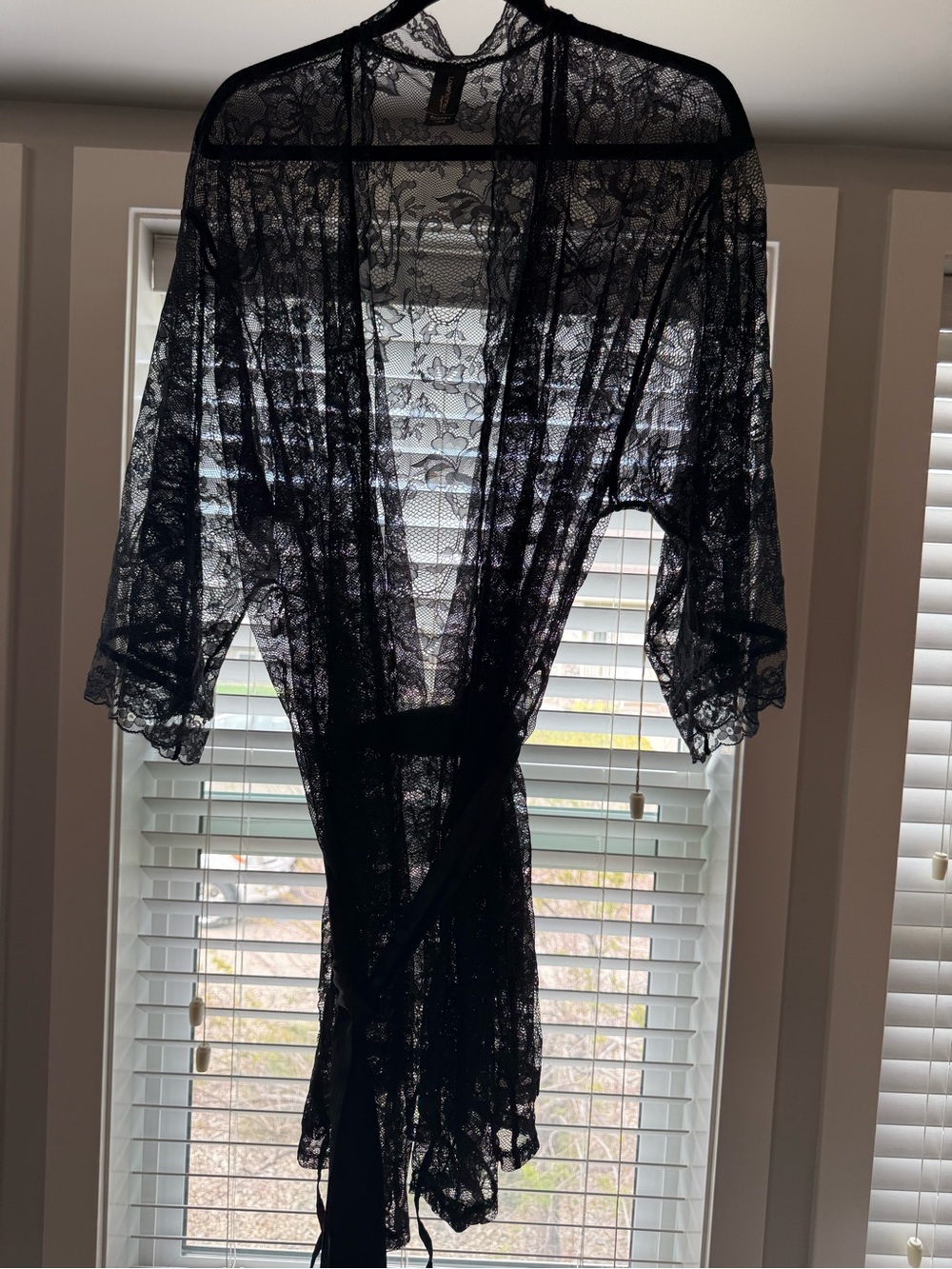 Sheer Black Lace Kimono Robe for Women